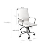 NNEIDS Office Chair Home Work Study Gaming Chairs PU Mat Seat Mid-Back Computer White