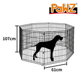 NNEIDS  Pet Dog Playpen Puppy Exercise 8 Panel Fence Black Extension No Door 42"