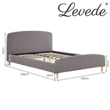 NNEIDS Bed Frame Queen Size Wooden Platform Linen Fabric Base Bedhead Headboard
