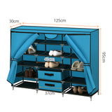 NNEIDS Shoe Rack DIY Portable Storage Cabinet Organiser Stackable Shelf Organizer Blue