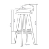 NNEIDS 2x  Fabric Swivel Bar Stool Kitchen Stool Dining Chair Barstools Grey