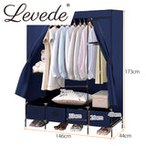 NNEIDS Portable Wardrobe Clothes Closet Storage Cabinet 4 Drawer Navy Blue