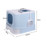 NNEIDS Cat Litter Box Fully Enclosed Kitty Toilet Trapping Odor Control Basin Blue