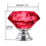 NNEIDS 10 Pcs 30mm Red Diamond Shape Glass Door Knob Drawer Cabinet Handle
