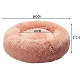 NNEIDS Pet Bed Cat Dog Donut Nest Calming Kennel Cave Deep Sleeping Pink XXL