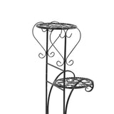 NNEIDS 2x Flower Shape Metal Plant Stand with 4 Plant Pot Space in Black Colour
