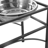 NNEIDS  Dual Elevated Raised Pet Dog Feeder Bowl Stainless Steel Food Water Stand