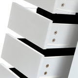NNEIDS Dressing Table Stool Mirror Jewellery Organiser Makeup Cabinet 5 Drawers White