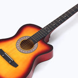NNEIDS 38 Inch Wooden Folk Acoustic Guitar Classical Cutaway Steel String w/ Bag