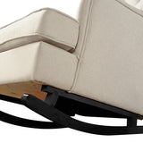 NNEIDS Rocking Chair Chairs Armchair Fabric Lounge Recliner Feeding Rocker Beige