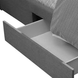 NNEIDS Bed Frame Queen Fabric With Drawers Storage Wooden Mattress Grey