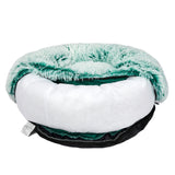 NNEIDS Pet Bed Cat Dog Donut Nest Calming Mat Soft Plush Kennel Teal XL