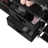 NNEIDS Shoe Rack DIY Portable Storage Cabinet Organiser Stackable Shelf Organizer Black