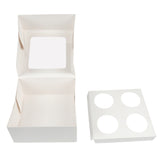 NNEIDS 20 Pcs 4 Holes Cupcake Boxes Cupe Cake Box Window Face Cover and Inserts
