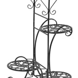 NNEIDS 2x Flower Shape Metal Plant Stand with 4 Plant Pot Space in Black Colour