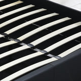 NNEIDS Bed Frame Gas Lift Premium Leather Base Mattress Storage King Size Black