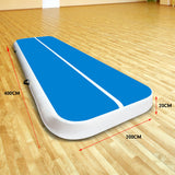 NNEDPE 4m x 2m Air Track Gymnastics Mat Tumbling Exercise - Blue White