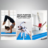 NNEDPE 4m x 2m Air Track Gymnastics Mat Tumbling Exercise - Blue White