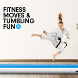 NNEDPE 4m x 2m Air Track Gymnastics Mat Tumbling Exercise - Blue White