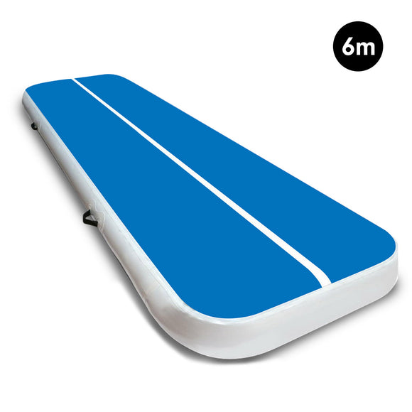 NNEDPE 6m x 2m Air Track Gymnastics Mat Tumbling Exercise - Blue White