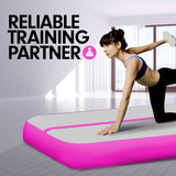 NNEDPE 7m x 1m Air Track Inflatable Gymnastics Mat Tumbling - Grey Pink