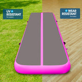 NNEDPE 7m x 1m Air Track Inflatable Gymnastics Mat Tumbling - Grey Pink