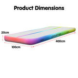 NNEDPE 4m x 1m Airtrack Tumbling Mat Gymnastics Exercise Inflatable - Rainbow