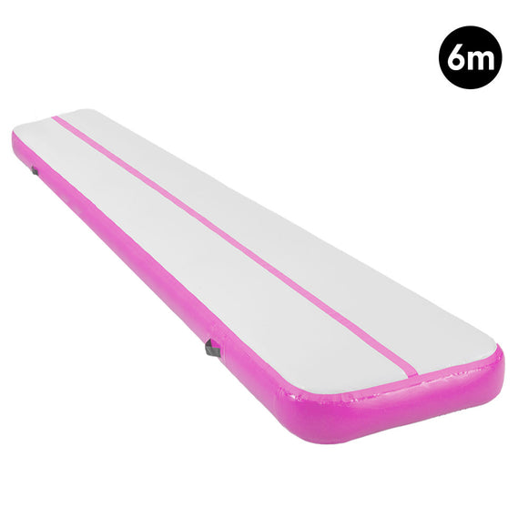 NNEDPE 6m x 1m Air Track Inflatable Gymnastics Tumbling Mat - Pink