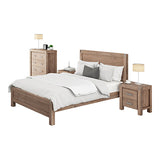 NNEDSZ Pieces Bedroom Suite in Solid Wood Veneered Acacia Construction Timber Slat King Single Size Oak Colour Bed, Bedside Table & Tallboy