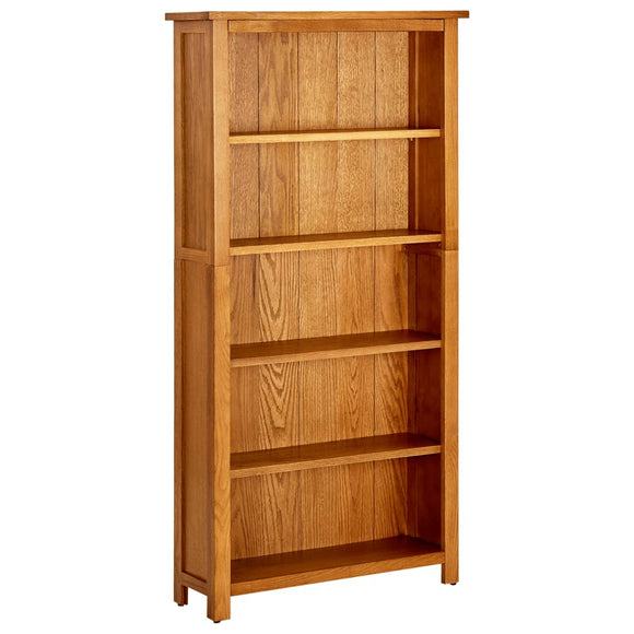 NNEVL 5-Tier Bookcase 70x22x140 cm Solid Oak Wood