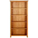 NNEVL 5-Tier Bookcase 70x22x140 cm Solid Oak Wood