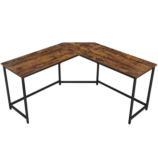 NNEWDS VASAGLE L-Shaped Computer Desk Rustic Brown and Black LWD73X