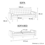 NNEDSZ Bed 3 Seater Button Tufted Lounge Set for Living Room Couch in Fabric Grey Colour