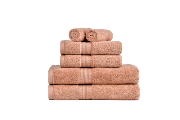 NNEIDS 500GSM 100% Cotton Towel Set -Zero Twist 6 Pieces -Dusty Coral