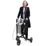 NNECW Aluminium Foldable 3-Wheel Rollator Walker with Adjustable Handle Brakes-Black