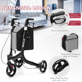 NNECW Aluminium Foldable 3-Wheel Rollator Walker with Adjustable Handle Brakes-Black