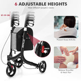 NNECW Aluminium Foldable 3-Wheel Rollator Walker with Adjustable Handle Brakes-Black