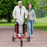 NNECW Aluminium Foldable 3-Wheel Rollator Walker with Adjustable Handle Brakes-Red