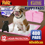 NNEIDS 400pc 60x60cm Puppy Pet Dog Indoor Cat Toilet Training Pads Absorbent Pink