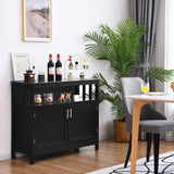 NNECW Buffet Sideboard Storage Cabinet with Shelf for Kitchen-Black