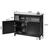 NNECW Buffet Sideboard Storage Cabinet with Shelf for Kitchen-Black