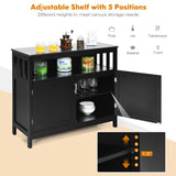 NNECW Buffet Sideboard Storage Cabinet with Shelf for Kitchen-Black