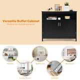 NNECW Buffet Sideboard Storage Cabinet with Shelf for Kitchen-Black