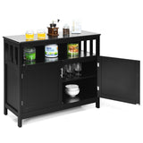 NNECW Buffet Sideboard Storage Cabinet with Shelf for Kitchen-Black
