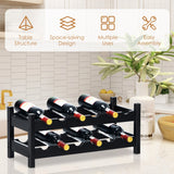 NNECW 2-Tier Bamboo Wine Rack with 12 Bottles Holder-Coffee