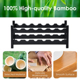 NNECW 2-Tier Bamboo Wine Rack with 12 Bottles Holder-Coffee