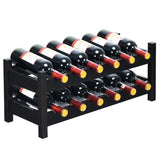 NNECW 2-Tier Bamboo Wine Rack with 12 Bottles Holder-Coffee