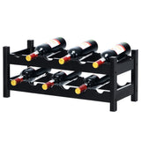 NNECW 2-Tier Bamboo Wine Rack with 12 Bottles Holder-Coffee