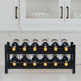 NNECW 2-Tier Bamboo Wine Rack with 12 Bottles Holder-Coffee