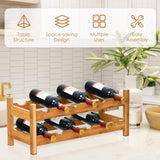 NNECW 2-Tier Bamboo Wine Rack with 12 Bottles Holder-Natural